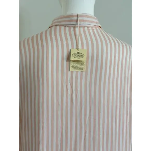 Rococo Striped Viscose Cover Up Dress Size M Long Sleeve Sheer Beach Resort NWT - Picture 8 of 13